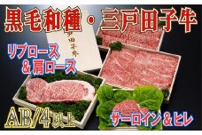 【黒毛和牛A4・B4等級以上】三戸田子牛人気部位セット 合計1.3kg