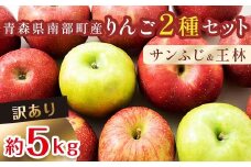 【訳あり】 青森産 完熟 りんご 約5kg サンふじ 王林 2種セット （中～大玉） 【誠果園】 青森りんご リンゴ 林檎 アップル あおもり 青森 青森県 南部町 三戸 南部 澁川賞受賞 果物 くだもの フルーツ 家庭用 わけあり ワケアリ 訳アリ 規格外品 3kg 以上 F21U-226