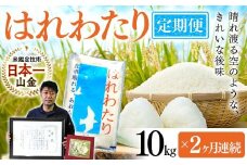 ＜定期便＞【コメ鑑定技術日本一の山金】 はれわたり 10kg×2ヶ月連続（令和6年産） 特A 白米 精米 米 お米 おこめ コメ 東北 青森県 南部町 F21U-486