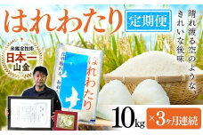 ＜定期便＞【コメ鑑定技術日本一の山金】 はれわたり 10kg×3ヶ月連続（令和6年産） 特A 白米 精米 米 お米 おこめ コメ 東北 青森県 南部町 F21U-487