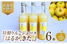 「はるか、きた。」りんごジュース 6本セット 【佐々木あきおはるこ農園】 フルーツ王国 完熟 アップルジュース 100% ストレート 1000ml リンゴジュース リンゴ 林檎 青森りんご 青森県 南部町 果物 くだもの F21U-587