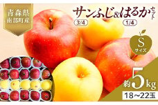 青森県産 サンふじ(3/4)・はるか(1/4)セット Sサイズ 5kg 【佐々木あきおはるこ農園】 青森りんご リンゴ 林檎 アップル あおもり 青森県 南部町 三戸 果物 くだもの フルーツ F21U-576