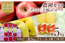 青森県産 サンふじ・王林＆りんごジュース (農園セット) 5kg 【佐々木あきおはるこ農園】 青森りんご リンゴ 林檎 アップル リンゴジュース あおもり 青森県 南部町 三戸 果物 くだもの フルーツ F21U-582