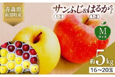 青森県産 サンふじ(1/2)・はるか(1/2)セット Mサイズ 5kg (各2.5kg) 【佐々木あきおはるこ農園】 青森りんご リンゴ 林檎 アップル あおもり 青森県 南部町 三戸 果物 くだもの フルーツ F21U-569