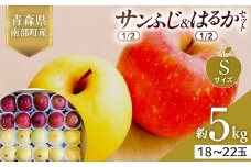 青森県産 サンふじ(1/2)・はるか(1/2)セット Sサイズ 5kg (各2.5kg) 【佐々木あきおはるこ農園】 青森りんご リンゴ 林檎 アップル あおもり 青森県 南部町 三戸 果物 くだもの フルーツ F21U-570