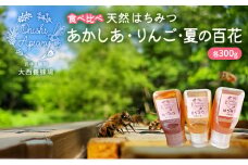 《食べ比べ》盛岡市 大西養蜂場 ・非加熱 はちみつ《あかしあ》《りんご》《夏の百花》各300g 便利な倒立ボトル 貴重 採蜜 無加工ミツバチ 華やか 上品 甘さ フルーティー ビタミン 栄養素 国産はちみつ 非加熱はちみつ 非加熱 岩手 岩手県 盛岡市 