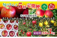 先行予約 りんご 定期便 5回 5種類のりんご 家庭用 約3kg 10玉前後 盛岡ブランド認証 果物 フルーツ 旬の果物 旬のフルーツ 季節の果物 季節のフルーツ 林檎 リンゴ 岩手りんご 岩手 岩手県 盛岡市