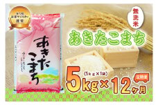 【12か月定期便】盛岡市産あきたこまち【無洗米】5kg×12か月
