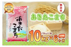 【6か月定期便】盛岡市産あきたこまち【無洗米】10kg×6か月