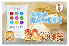 【3か月定期便】盛岡市産銀河のしずく【無洗米】20kg×3か月