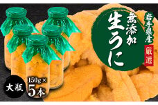 ＜2026年4月下旬以降順次発送＞無添加生うに大瓶(150g×5本)岩手県産　ミョウバン不使用【1526877】