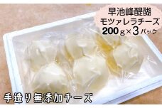 早池峰醍醐　手造り無添加モッツァレラチーズ200ｇ×3パック 【658】