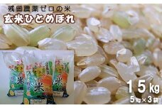 2023年産　玄米ひとめぼれ 「残留農薬０の米®」 15kg（5kg×3袋） 【719】