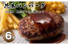 白金豚と黒ぶだう牛ハンバーグ・味噌deハンバーグ6個セット 【763】