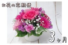 お花の定期便 フラワーアレンジメント 3ヶ月連続届く 【758】