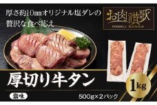 厚切り牛タン塩味 1kg（500g×２パック） 焼肉 BBQ 　【767】