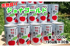 岩手県花巻市滝田産　宇津宮果樹園の林檎屋果汁りんごジュース30缶セット【ジョナゴールド】【635-2】