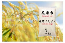 ＜１週間以内に発送！＞  銀河のしずく 白米 3㎏ 【1094】