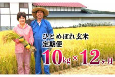 ≪令和5年産  新米≫【12ヶ月定期便】減農薬栽培 ひとめぼれ 玄米 10kg（5kgx2袋） 【1113】