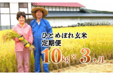 ≪令和5年産  新米≫【3ヶ月定期便】減農薬栽培 ひとめぼれ 玄米 10kg（5kgx2袋） 【1111】