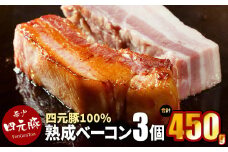 四元豚 熟成ベーコンブロック 3個  【1128】