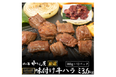 肉の匠中むら屋厳選　お肉讃歌牛ハラミ秘伝の赤だれ3.6kg　(300ｇ×12パック)  【1619】