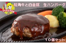 短角牛と白金豚 生ハンバーグ 10個セット【マルカンビル大食堂料理長監修】 【1840】