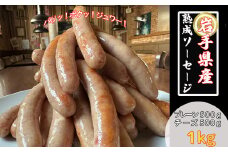 岩手県産熟成ソーセージ　1kgセット（プレーン500g、チーズ500g） 【1873】