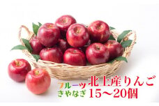 【北上産】 果汁たっぷり サンふじ りんご 15～20個 国産 岩手 リンゴ 林檎 アップル 旬 果物 フルーツ 岩手県 北上市 C0097 fruit おやつ 採れたて フレッシュ ジューシー 贈答 プレゼント 八百屋 青果 フルーツきやなぎ