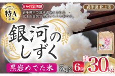  特A 一等米 新米《令和6年産》定期便 6か月 銀河のしずく 5kg 米 精米 白米 ブランド米 銀河のしずく 黒岩めでた米 2024年産 毎月 定期 岩手県 北上市 O0108
