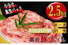 黒岩豚太くん  豚肉 ロース・バラ 2.5kg セット 岩手県 北上市 E0192  小分け 真空パック お歳暮 お中元 ギフト 栄養豊富 ビタミンB 四元豚 希少豚 お米育ち豚 ありすポーク 国産 日本産 国内産 おせち お正月 くろいわ 黒岩 とんた トンタ しゃぶしゃぶ 焼肉 BBQ バーベキュー 