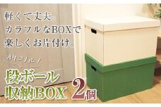 段ボール 収納BOX  2色セット 白色 緑色 インテリア 子供部屋 大掃除 片付け 収納 箱 衣替え 衣服 おもちゃ 押し入れ クローゼット 倉庫 物置 軽い 軽量 組み立て 簡単 引っ越し 一人暮らし 仕事用 オフィス 職場 学校 病院 【 岩手県 北上市 ごえん株式社 C0285 】