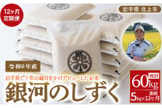 令和6年産 【12ヶ月定期便】銀河のしずく(5kg)　2024年 11月発送開始 新米 お米 米 白米 おにぎり 定期 5キロ 5㎏ 岩手県 北上市 Q0034