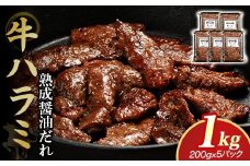 やまなか家　旨みたっぷり牛ハラミ【熟成醤油だれ】1kg(K2-025)   牛ハラミ 牛カルビ 豚カルビ 牛ホルモン たれ タレ 詰合せ 岩手県 北上市 D0501 （KYフーズ）牛肉 BBQ 焼肉セット
