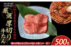 厳選！厚切り牛たん500g（K6－027） 塩だれ 味付き BBQ 焼肉 牛ハラミ 牛カルビ 豚カルビ 牛ホルモン たれ タレ 詰合せ 岩手県 北上市 D0505 （KYフーズ）牛肉 BBQ 焼肉セット