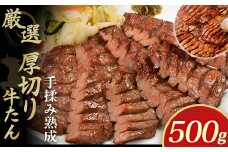 厳選！厚切り牛たん500g（K6－027） 塩だれ 味付き BBQ 焼肉 牛ハラミ 牛カルビ 豚カルビ 牛ホルモン たれ タレ 詰合せ 岩手県 北上市 D0505 （KYフーズ）牛肉 BBQ 焼肉セット