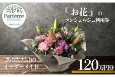 専属フラワーコンシェルジュ パルテール 利用券G 120万円分  (フラワーアレンジメントなど金額内でカスタマイズ可能)  お花 花束 寄せ植え フラワー アレンジメント オリジナル あなただけの 特別 専用 プラン 岩手県 北上市 Z0095