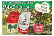 黒岩産 りんごジュース 200ml×5本（品種おまかせセット） 岩手県 北上市 くろいわ産地直売所 A0350 アップルジュース 100％ 無添加 砂糖不使用 常温保存 冷凍可能 シャーベット 