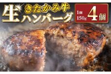 北上牛 生ハンバーグ 4個入り  ハンバーグ 牛肉 豚肉 肉 きたかみ牛 ブランド和牛 和牛 惣菜 おかず 冷凍 岩手県 北上市 C0570（お肉のたかゆう）お中元 お歳暮 ギフト プレゼント 贈り物 クリスマス お正月 BBQ