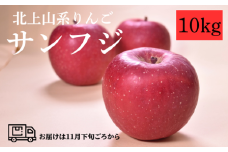 【予約受付  2025年11月発送】北上山系 りんご サン ふじ10㎏(目安24～40玉) リンゴ 林檎 サンフジ ふじ 果物 フルーツ 果実 贈答 東北 岩手 土産 展勝地 桜の名所 岩手県 北上市 H0149 展勝地レストハウス