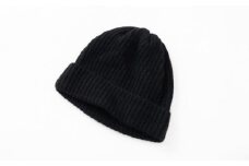 【UTOカシミヤ】　両畦ニットキャップ（ブラック）  カシミヤ ニット ニット帽 帽子 キャップ カシミヤ100% 両畦編み 柔らかい 肌触り 無地 選べるカラー オールシーズン 岩手県 北上市 J0167-03
