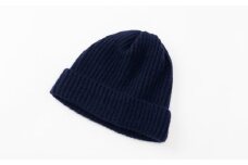 【UTOカシミヤ】　両畦ニットキャップ（ネイビー）  カシミヤ ニット ニット帽 帽子 キャップ カシミヤ100% 両畦編み 柔らかい 肌触り 無地 選べるカラー オールシーズン 岩手県 北上市 J0167-06
