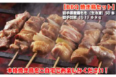 【BBQ焼き鳥セット】岩手県産鶏もも串（生冷凍）50本＆岩手切炭（ＧＩ）6ｋｇ 国産 鶏肉 串 焼鳥 やきとり 若鶏 岩手 もも おかず おつまみ BBQ キャンプ 冷凍 たれ なし 人気 便利