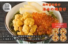 《 10月発送分 》「海女の磯漬け 250g×4箱セット」海鮮 醤油漬け 海の幸 丼の具 うに あわび めかぶ いくら ミックス ギフト 個包装 詰め合わせ 時短 おかず ごはん お茶漬け 冷凍 長期保存 人気 ランキング おいしい おつまみ