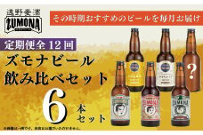 【 全12回 定期便 】ズモナビールおまかせ飲み比べセット 6本【遠野麦酒ZUMONA】 12ヶ月 毎月お届け！ / 上閉伊酒造 クラフトビール 岩手県 遠野市 産 ホップ 使用 インターナショナルビアカップ 金賞 銀賞 銅賞 WEIZEN フルーティ 飲みやすい 香り 地ビール