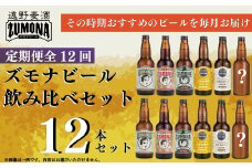 【 全12回 定期便 】ズモナビール おまかせ 飲み比べ セット 12本【遠野麦酒ZUMONA】 12ヶ月 毎月お届け！ / 上閉伊酒造 クラフトビール 岩手県 遠野市 産 ホップ 使用 インターナショナルビアカップ  金賞 WEIZEN 地ビール