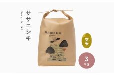 令和6年産 無肥料 無農薬 の ササニシキ 玄米 3kg 勘六縁 の お米 【栽培期間中農薬不使用】