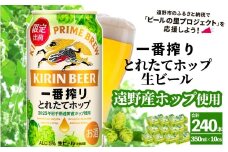 キリン 一番搾り とれたてホップ 生ビール 350ml × 24本 10ケース 【 先行予約 2025年11月4日より順次発送 】 ＜ 遠野産ホップ 使用 ＞ 限定 ビール お酒 BBQ 宅飲み 家飲み 晩酌 ギフト 缶ビール KIRIN 麒麟 きりん キリンビール 人気 ＜ ビールの里 農家 支援 応援 ＞ 