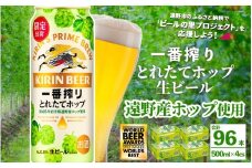 キリン 一番搾り とれたてホップ 生ビール 500ml × 24本 4ケース 【 先行予約 2025年11月4日より順次発送 】 ＜ 遠野産ホップ 使用 ＞  限定 ビール お酒 BBQ 宅飲み 家飲み 晩酌 ギフト 缶ビール KIRIN 麒麟 きりん キリンビール 人気 ＜ ビールの里 農家 支援 応援 ＞  WBA2025 International Lager 世界一