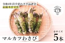 【令和4年岩手県わさび品評会最優秀賞受賞】マルカツ わさび 小サイズ 5本 真空 【こんたでぃーの遠野】